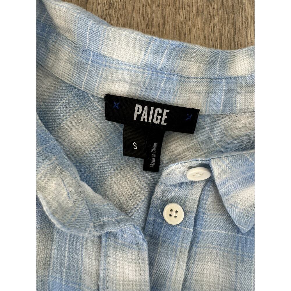 Paige Shirt Top Womens Small Button Up Blue Corn Button Down Plaid Pastel Casual - Picture 7 of 7